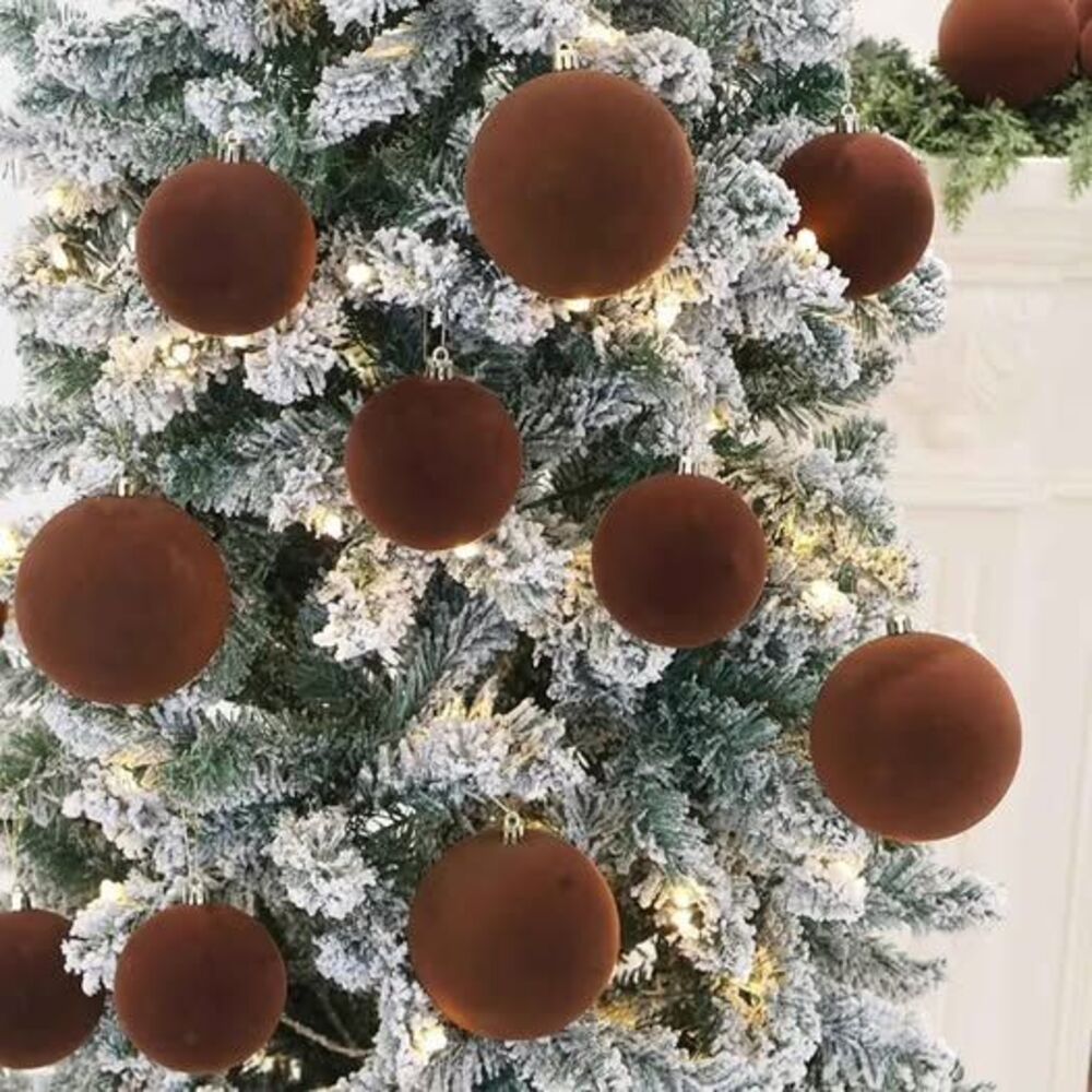 Pack of 16 Brown Velvet Christmas Ornaments NEW